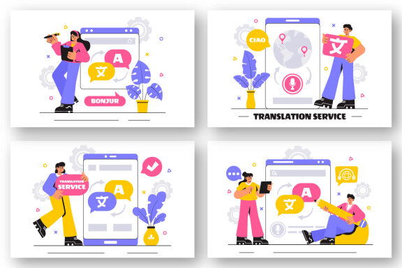 12 Language Translation Service Illustration