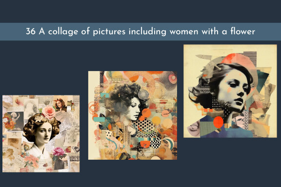 A collage of pictures including woman with a flower