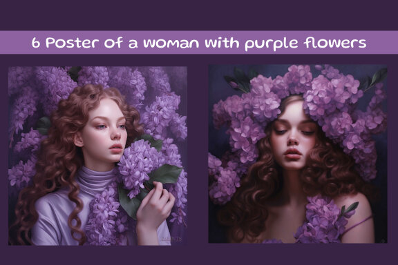 Poster of a woman with purple flowers