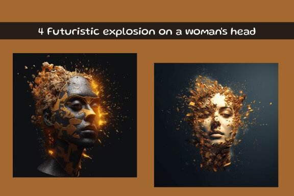 Futuristic explosion on a woman's head