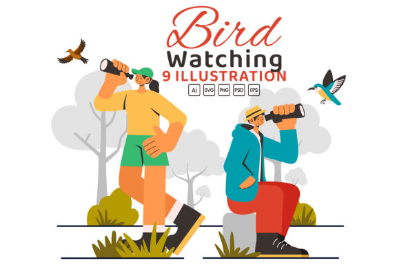 9 Bird Watching Activity Illustration
