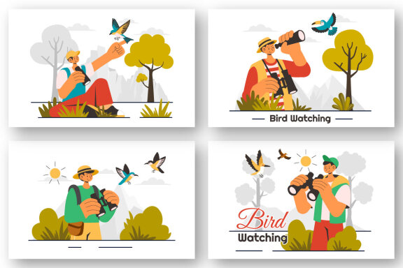 9 Bird Watching Activity Illustration