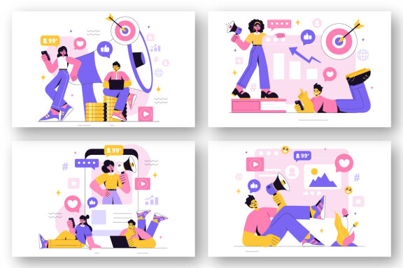 9 Social Media Marketing Illustration