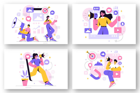 9 Social Media Marketing Illustration