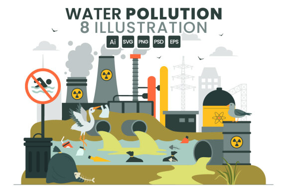 8 Industrial Water Pollution Illustration