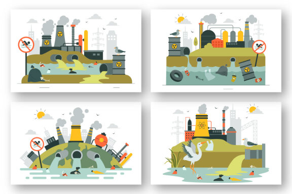 8 Industrial Water Pollution Illustration