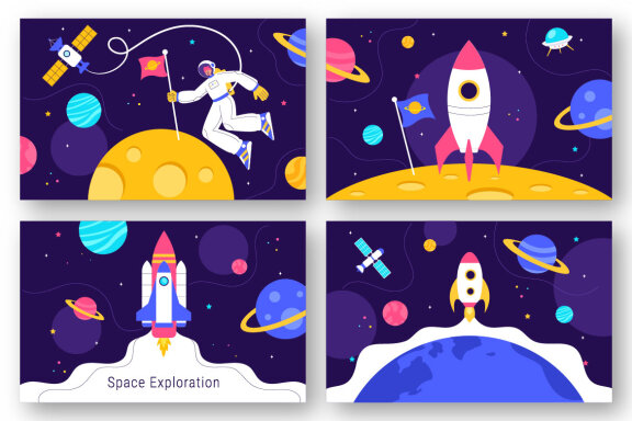 9 Space Exploration FREE Illustrations