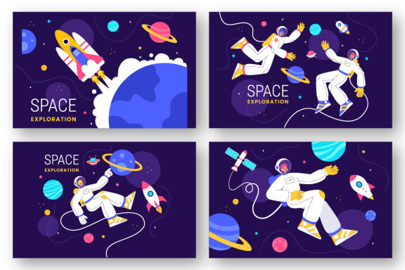 9 Space Exploration FREE Illustrations