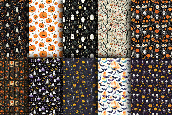 Halloween Patterned Digital Papers Scrapbooking