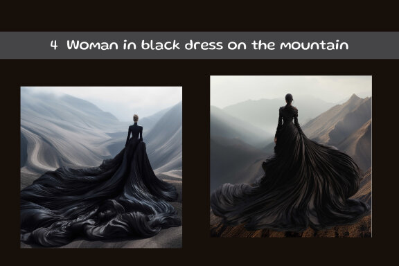 Woman in black dress on the mountain