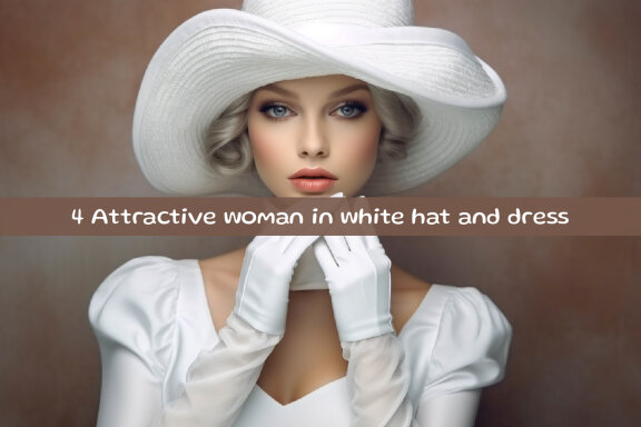 Attractive woman in white hat and dress