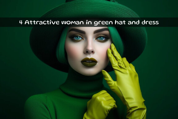 Attractive woman in green hat and dress