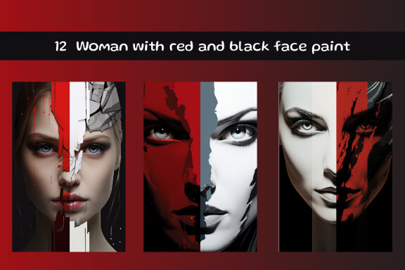 Woman with red and black face paint