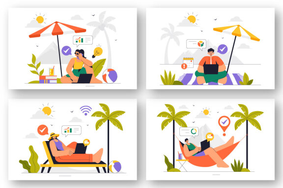 9 Digital Nomad Lifestyle FREE Illustrations