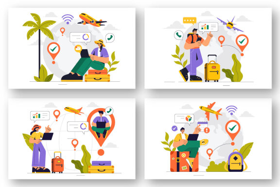 9 Digital Nomad Lifestyle FREE Illustrations