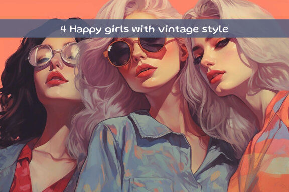 Happy girls with vintage style
