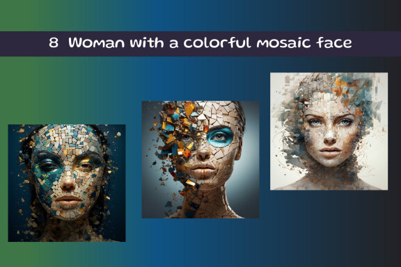 Woman with a colorful mosaic face