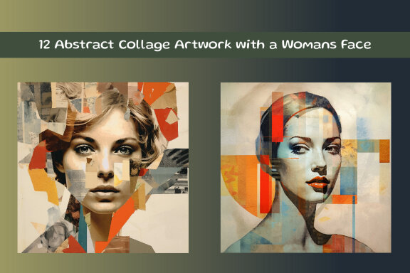 Abstract Collage Artwork with a Womans Face