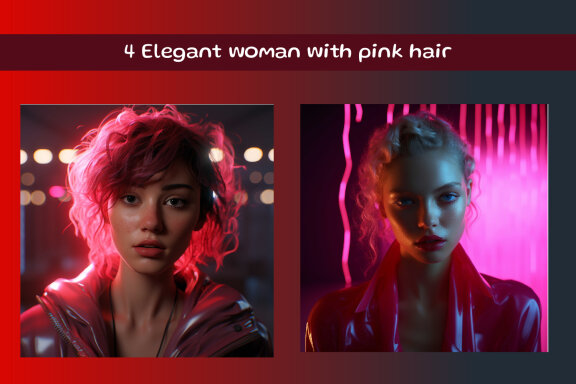 Elegant woman with pink hair