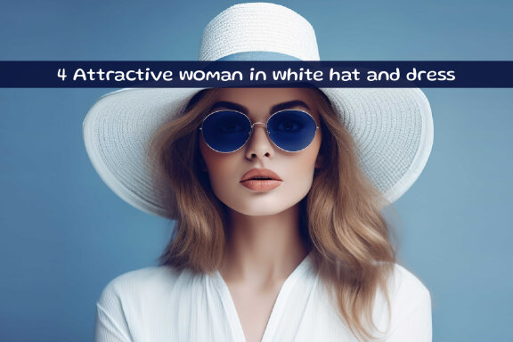 Attractive woman in white hat and dress