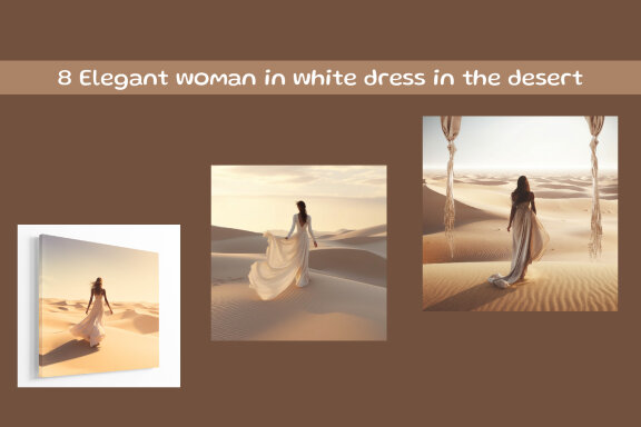 Elegant woman in white dress in the desert