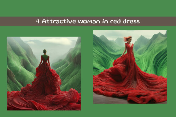 Attractive woman in red dress