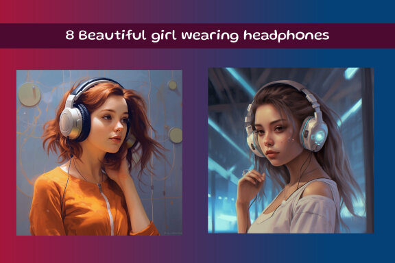 Vintage style with girl wearing headphones