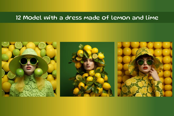 Model with a dress made of lemon