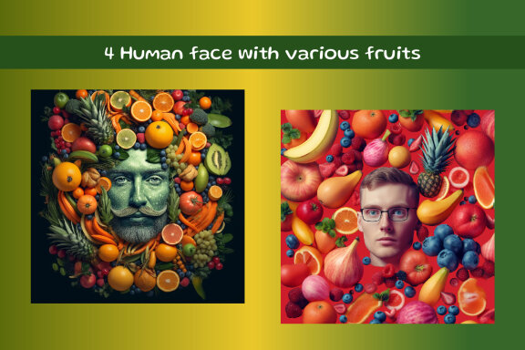 An illustration of the human face with various fruits