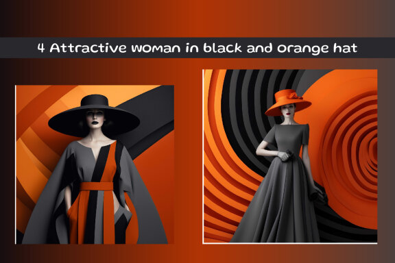 Attractive woman in black and orange hat