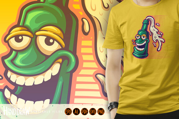 Funny beer bottle logo mascot
