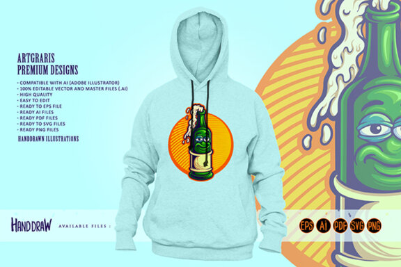 Funny cute beer bottle mascot