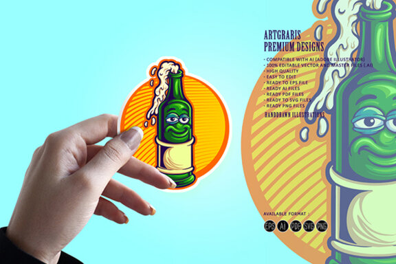 Funny cute beer bottle mascot