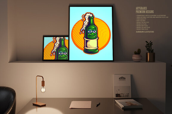 Funny cute beer bottle mascot