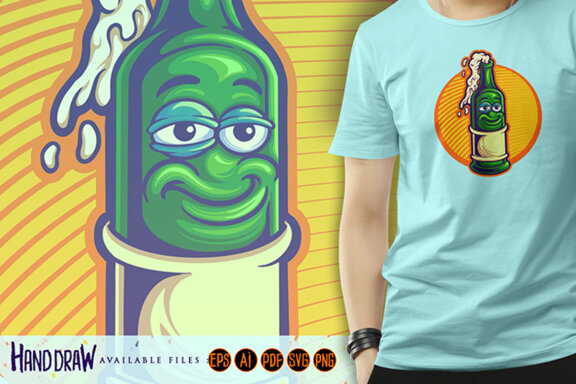 Funny cute beer bottle mascot