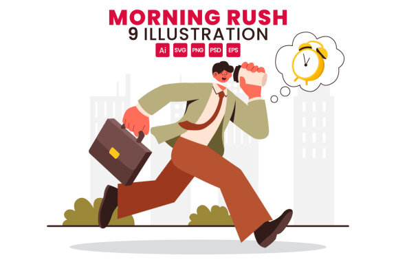 9 Morning Rush Hour Illustration