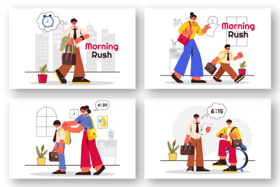9 Morning Rush Hour Illustration