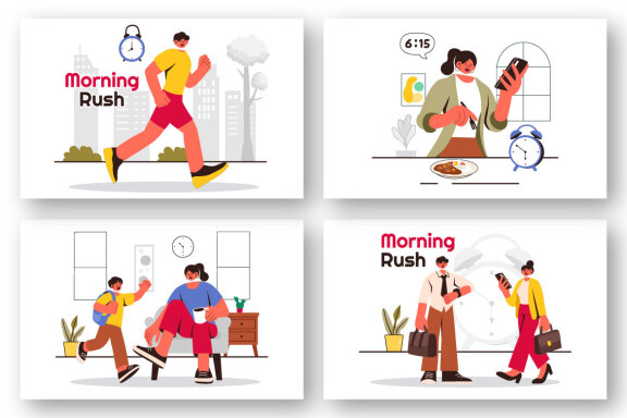 9 Morning Rush Hour Illustration