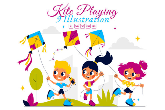 9 Joyful Kite Flying Activity Illustration