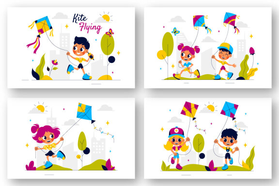 9 Joyful Kite Flying Activity Illustration
