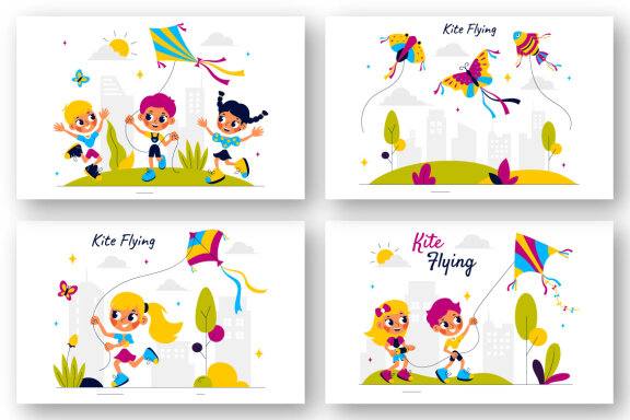 9 Joyful Kite Flying Activity Illustration