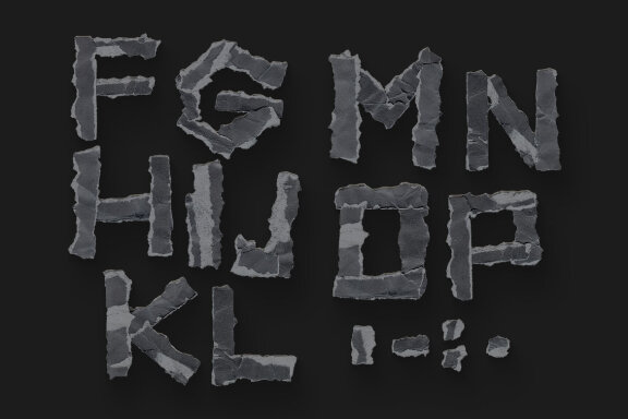 Dark Crumpled Paper FREE Alphabet