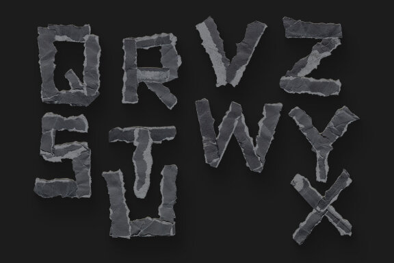 Dark Crumpled Paper FREE Alphabet
