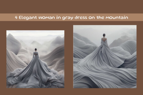 Elegant woman in gray dress on the mountain