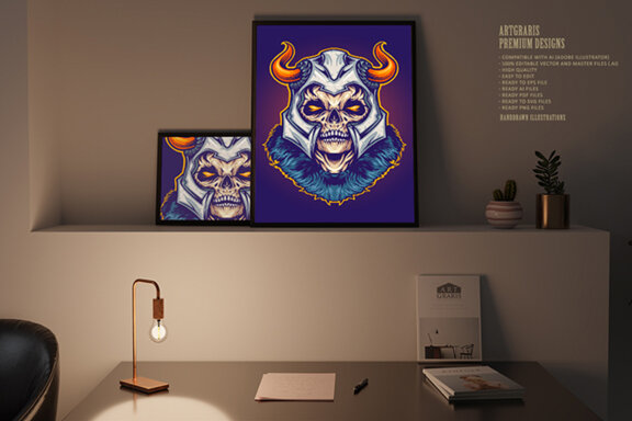 Scary viking skull head horn
