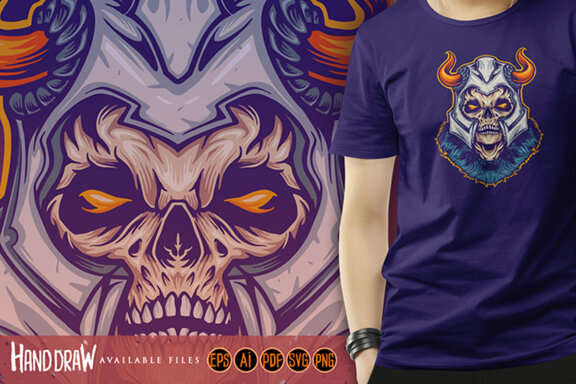 Scary viking skull head horn