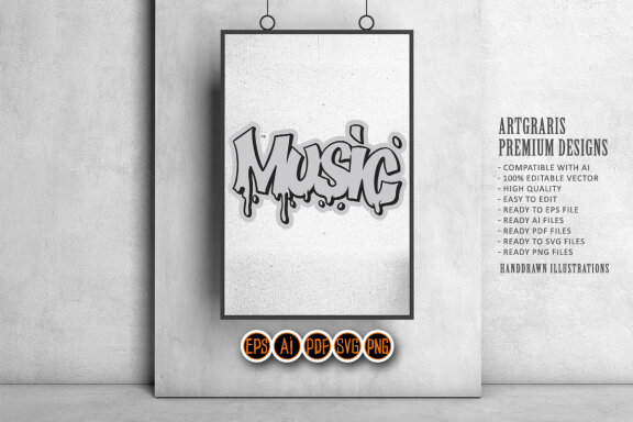 Silhouette Music word lettering font decorative