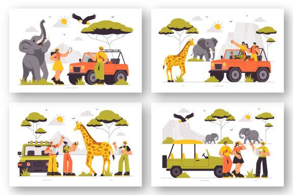 9 Wildlife Safari Experience Illustration