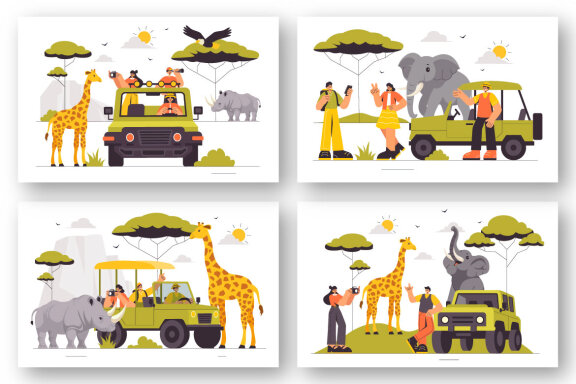 9 Wildlife Safari Experience Illustration