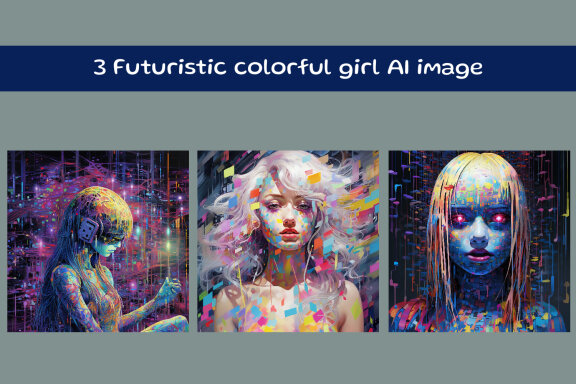 Futuristic colorful girl AI image